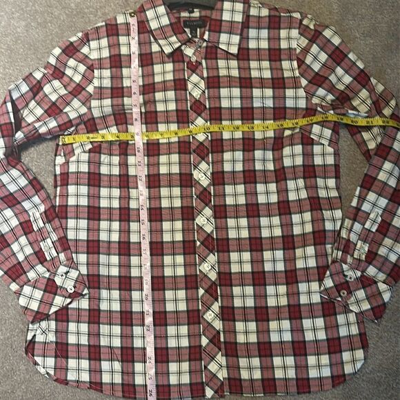 TALBOTS Classic Cotton Shirt Shimmer Plaid Top - Picture 10 of 14